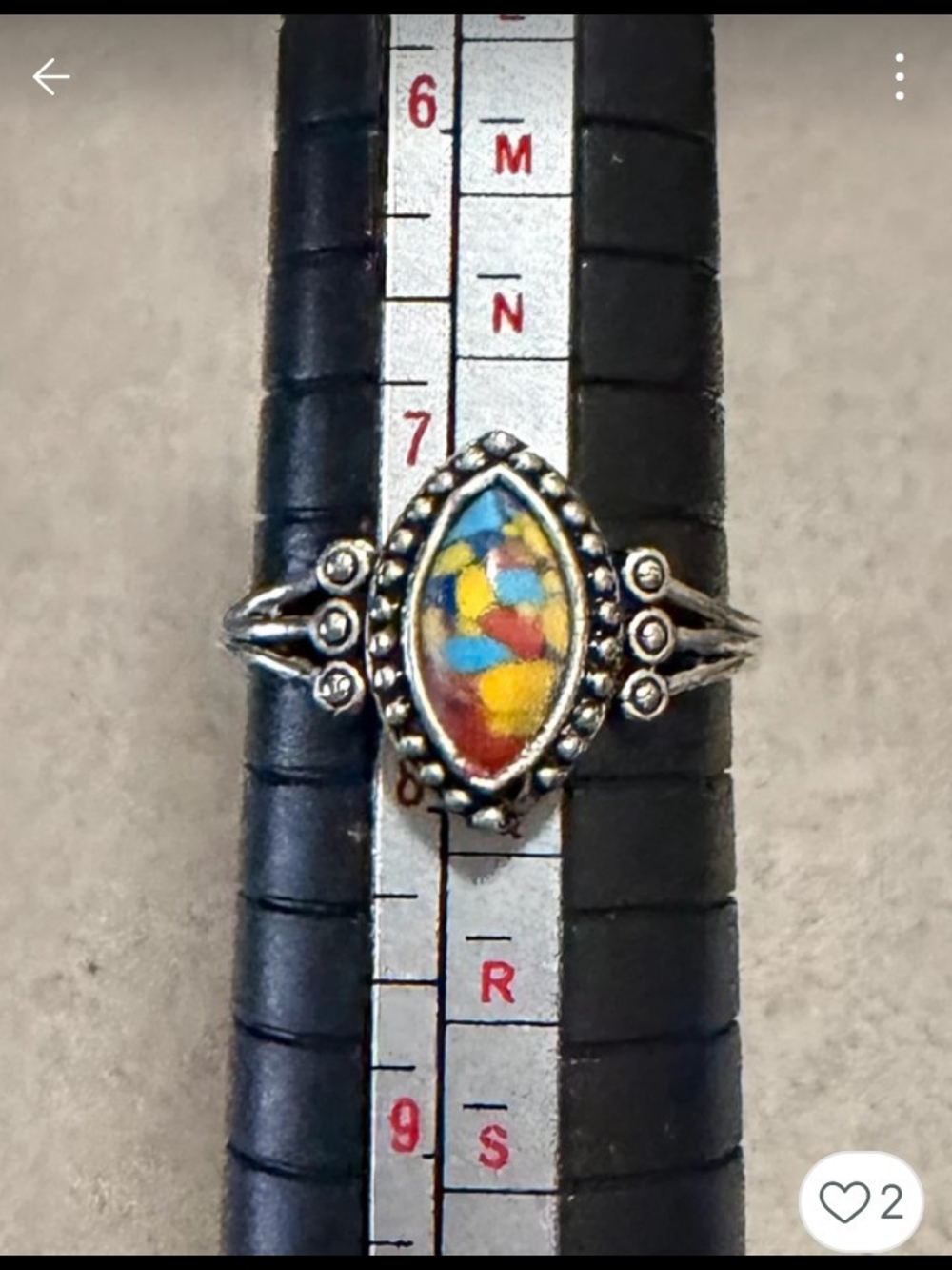 Multicolor Mosaic Marquise Inlay Ring in Sterling Silver  - Women